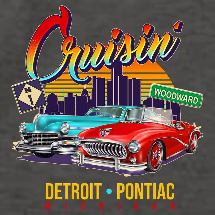 Cruisin Detroit To Pontiac Clasic Cars Vector Backpack