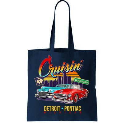 Cruisin Detroit To Pontiac Clasic Cars Tote Bag