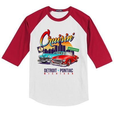 Cruisin Detroit To Pontiac Clasic Cars Kids Colorblock Raglan Jersey