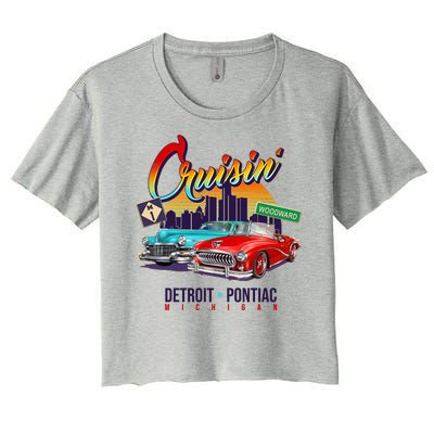 Cruisin Detroit To Pontiac Clasic Cars Women's Crop Top Tee