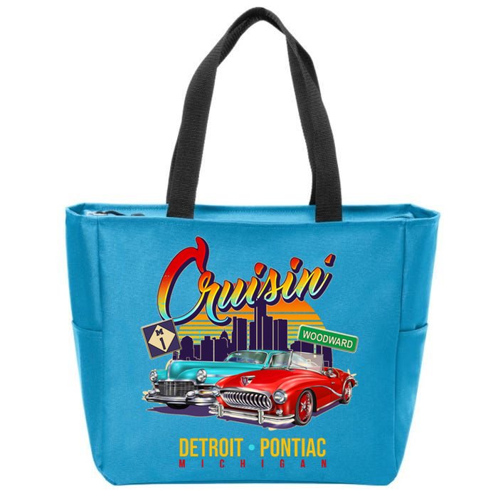 Cruisin Detroit To Pontiac Clasic Cars Zip Tote Bag