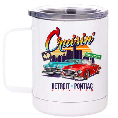 Cruisin Detroit To Pontiac Clasic Cars 12 oz Stainless Steel Tumbler Cup