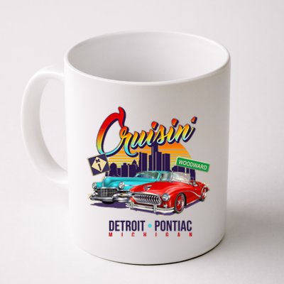 Cruisin Detroit To Pontiac Clasic Cars Coffee Mug