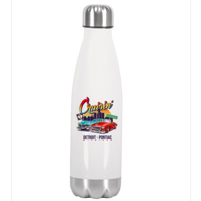 Cruisin Detroit To Pontiac Clasic Cars Stainless Steel Insulated Water Bottle