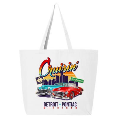 Cruisin Detroit To Pontiac Clasic Cars 25L Jumbo Tote