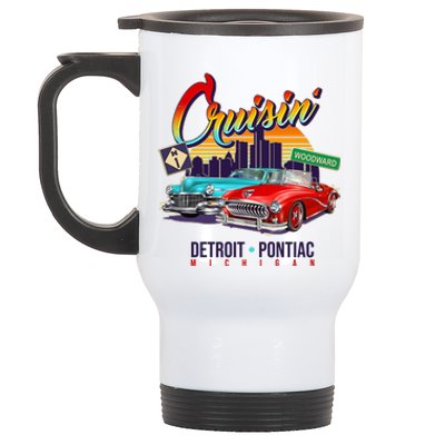 Cruisin Detroit To Pontiac Clasic Cars Stainless Steel Travel Mug