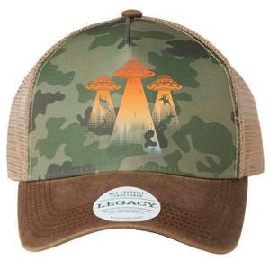 Cool Dinosaur Ufo Alien Abduction Dinosaur Legacy Tie Dye Trucker Hat