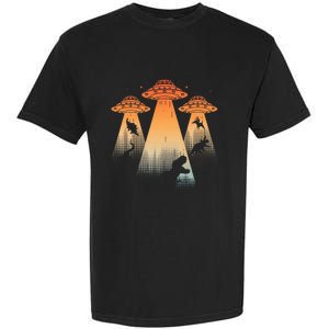 Cool Dinosaur Ufo Alien Abduction Dinosaur Garment-Dyed Heavyweight T-Shirt