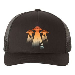 Cool Dinosaur Ufo Alien Abduction Dinosaur Yupoong Adult 5-Panel Trucker Hat