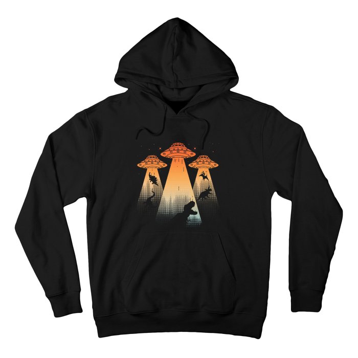 Cool Dinosaur Ufo Alien Abduction Dinosaur Hoodie