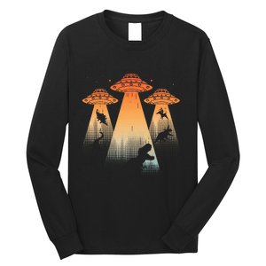 Cool Dinosaur Ufo Alien Abduction Dinosaur Long Sleeve Shirt