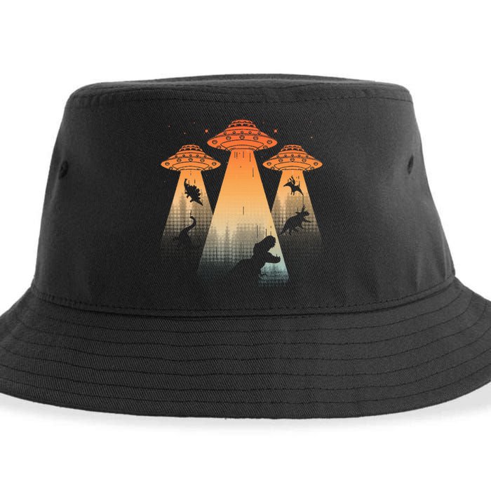 Cool Dinosaur Ufo Alien Abduction Dinosaur Sustainable Bucket Hat