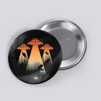 Cool Dinosaur Ufo Alien Abduction Dinosaur Button