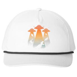 Cool Dinosaur Ufo Alien Abduction Dinosaur Snapback Five-Panel Rope Hat