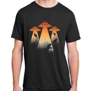 Cool Dinosaur Ufo Alien Abduction Dinosaur Adult ChromaSoft Performance T-Shirt