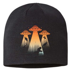 Cool Dinosaur Ufo Alien Abduction Dinosaur Sustainable Beanie