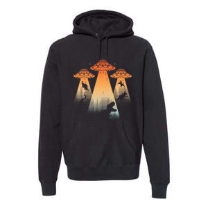 Cool Dinosaur Ufo Alien Abduction Dinosaur Premium Hoodie