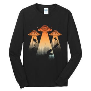 Cool Dinosaur Ufo Alien Abduction Dinosaur Tall Long Sleeve T-Shirt