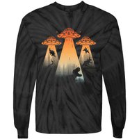 Cool Dinosaur Ufo Alien Abduction Dinosaur Tie-Dye Long Sleeve Shirt