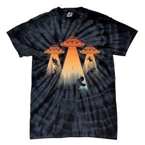 Cool Dinosaur Ufo Alien Abduction Dinosaur Tie-Dye T-Shirt