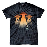 Cool Dinosaur Ufo Alien Abduction Dinosaur Tie-Dye T-Shirt