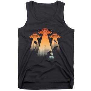 Cool Dinosaur Ufo Alien Abduction Dinosaur Tank Top