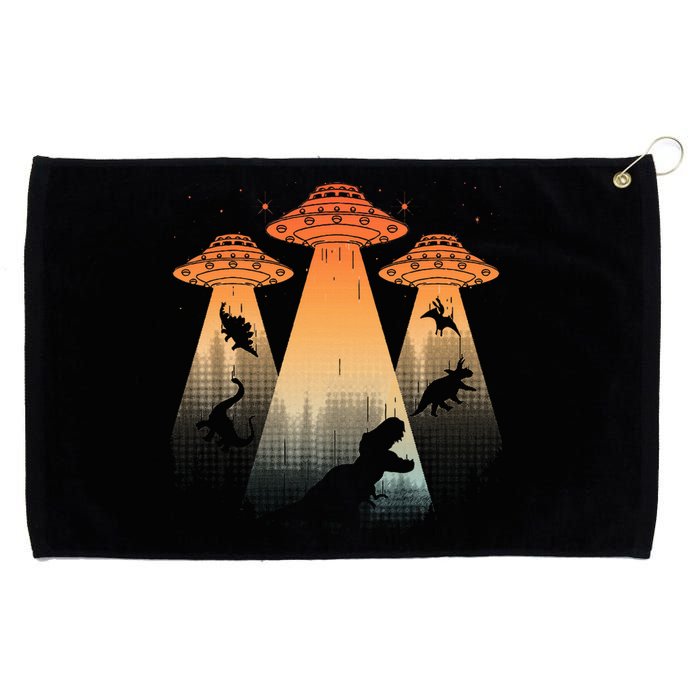 Cool Dinosaur Ufo Alien Abduction Dinosaur Grommeted Golf Towel