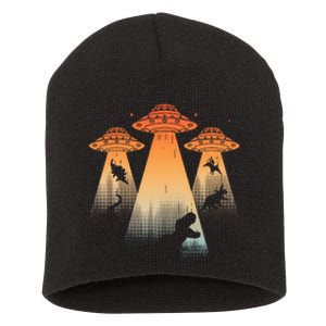 Cool Dinosaur Ufo Alien Abduction Dinosaur Short Acrylic Beanie