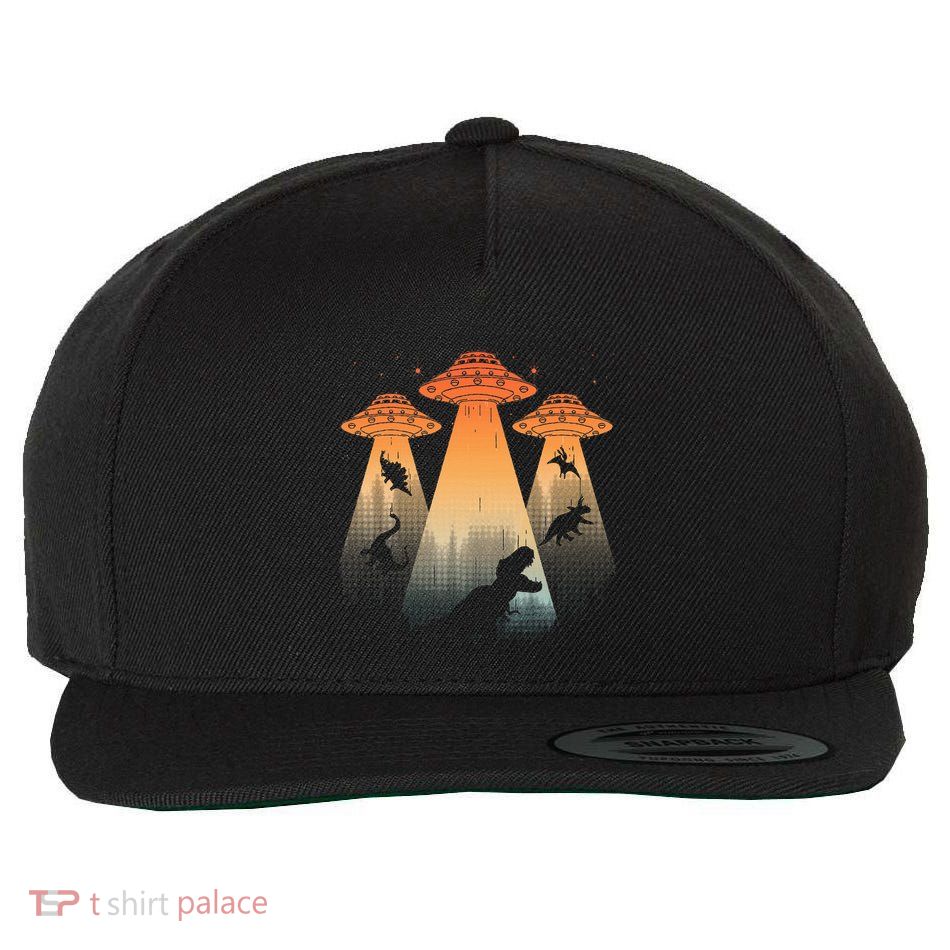 Cool Dinosaur Ufo Alien Abduction Dinosaur Wool Snapback Cap