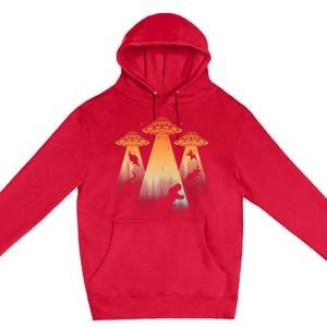 Cool Dinosaur Ufo Alien Abduction Dinosaur Premium Pullover Hoodie