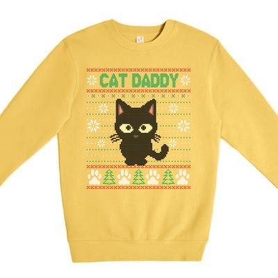 Cat Daddy Ugly Christmas Sweater Pajama Funny Kitty Cat Lover Xmas Gift Premium Crewneck Sweatshirt