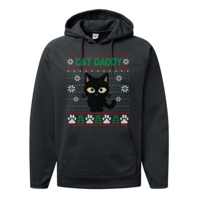 Cat Daddy Ugly Christmas Sweater Pajama Funny Kitty Cat Lover Xmas Gift Performance Fleece Hoodie