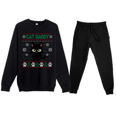 Cat Daddy Ugly Christmas Sweater Pajama Funny Kitty Cat Lover Xmas Gift Premium Crewneck Sweatsuit Set