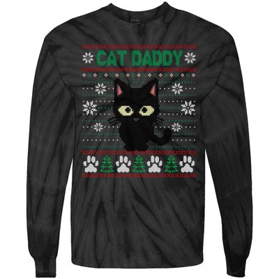 Cat Daddy Ugly Christmas Sweater Pajama Funny Kitty Cat Lover Xmas Gift Tie-Dye Long Sleeve Shirt