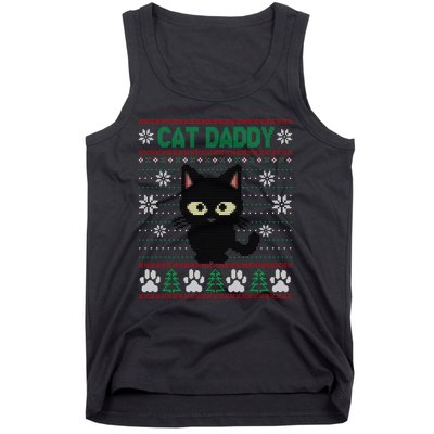 Cat Daddy Ugly Christmas Sweater Pajama Funny Kitty Cat Lover Xmas Gift Tank Top