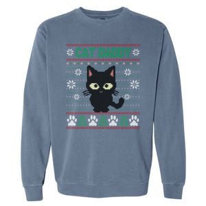 Cat Daddy Ugly Christmas Sweater Pajama Funny Kitty Cat Lover Xmas Gift Garment-Dyed Sweatshirt