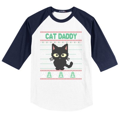 Cat Daddy Ugly Christmas Sweater Pajama Funny Kitty Cat Lover Xmas Gift Baseball Sleeve Shirt