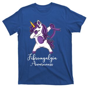 Cute Dabbing Unicorn Purple Ribbon Fibromyalgia Awareness Gift T-Shirt