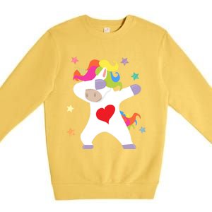 Cute Dabbing Unicorn Heart Valentines Day Cute Gift Premium Crewneck Sweatshirt