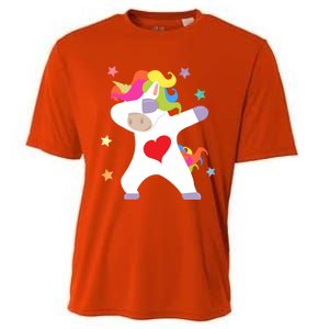 Cute Dabbing Unicorn Heart Valentines Day Cute Gift Cooling Performance Crew T-Shirt