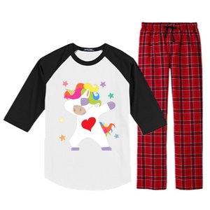 Cute Dabbing Unicorn Heart Valentines Day Cute Gift Raglan Sleeve Pajama Set