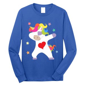 Cute Dabbing Unicorn Heart Valentines Day Cute Gift Long Sleeve Shirt