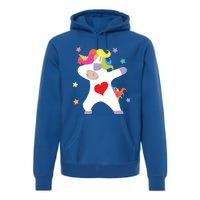 Cute Dabbing Unicorn Heart Valentines Day Cute Gift Premium Hoodie