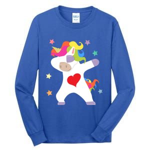 Cute Dabbing Unicorn Heart Valentines Day Cute Gift Tall Long Sleeve T-Shirt