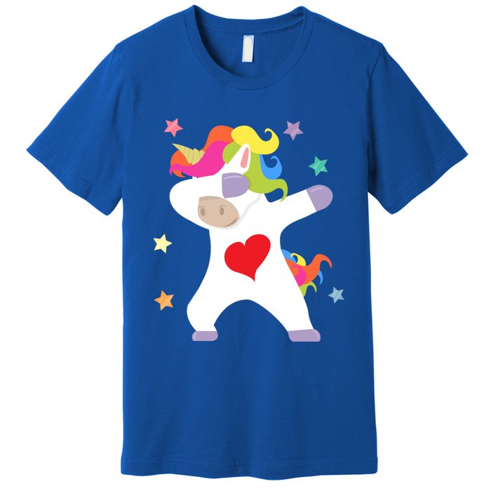 Cute Dabbing Unicorn Heart Valentines Day Cute Gift Premium T-Shirt