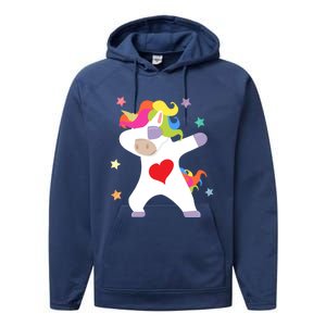 Cute Dabbing Unicorn Heart Valentines Day Cute Gift Performance Fleece Hoodie