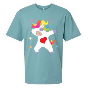 Cute Dabbing Unicorn Heart Valentines Day Cute Gift Sueded Cloud Jersey T-Shirt