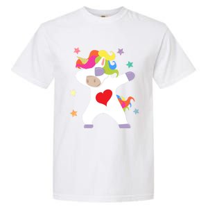 Cute Dabbing Unicorn Heart Valentines Day Cute Gift Garment-Dyed Heavyweight T-Shirt