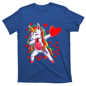 Cute Dabbing Unicorn Holding A Heart Funny Valentines Day Gift T-Shirt