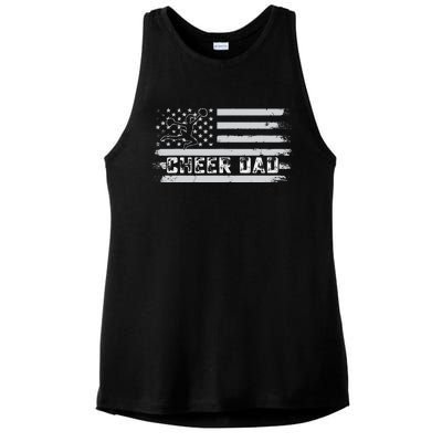 Cheer Dad Usa Flag Vintage Father Cheerleader Squad Tees Ladies PosiCharge Tri-Blend Wicking Tank